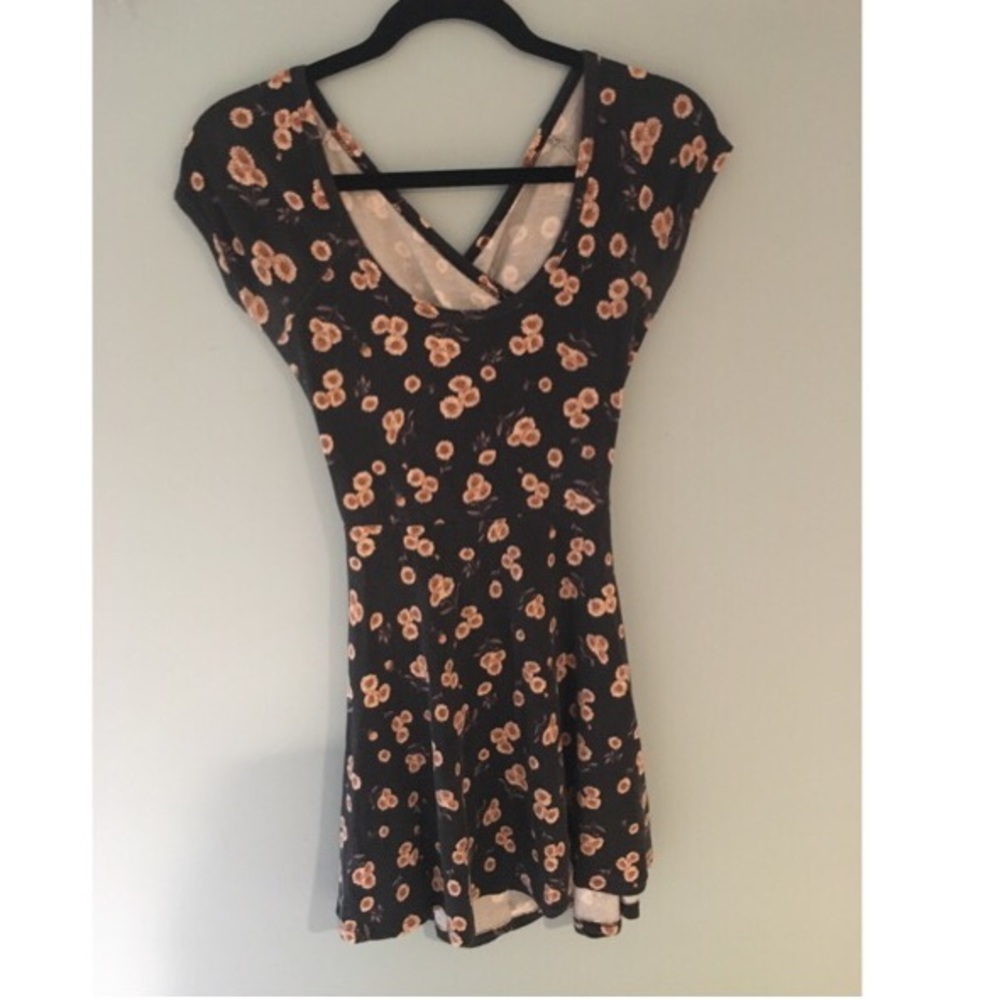 Brandy Melville boho sunflower mini skater dress